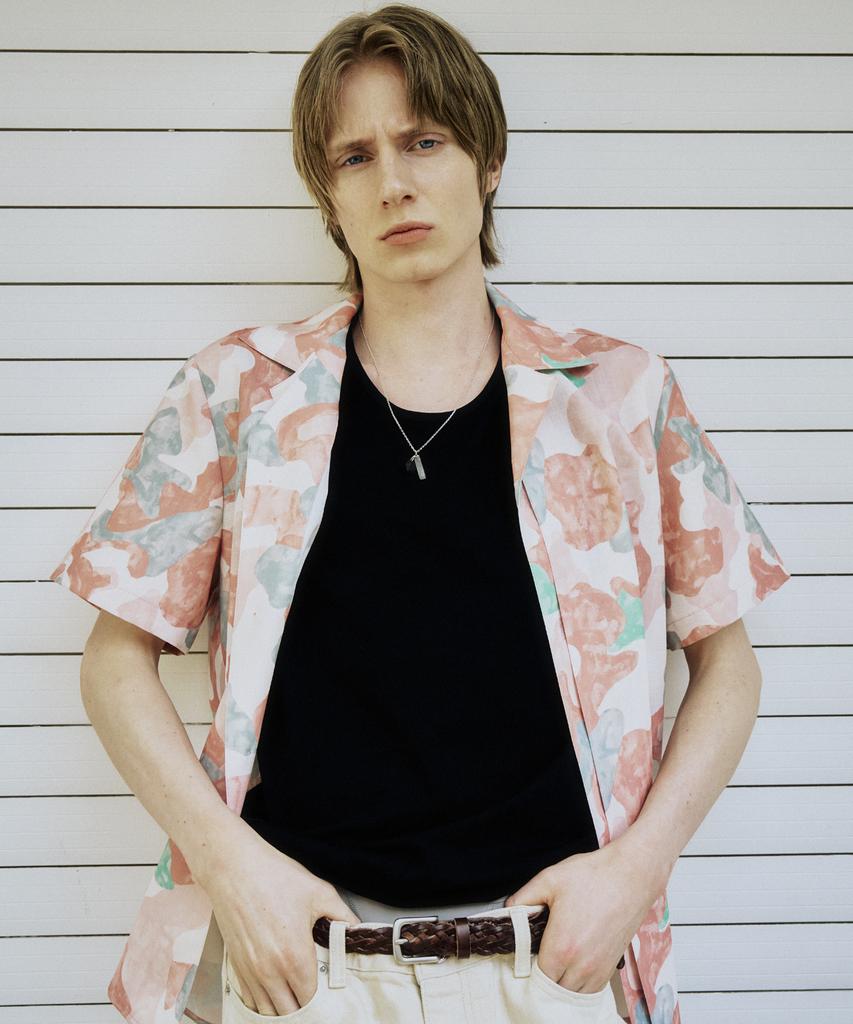 DUSTYWHITE Cloud Pattern Open Collar Shirt