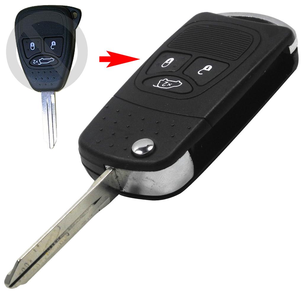 Jingyuqin Flip Folding Remote Car Key Shell Fob Styling Cover Case For Chrysler Dodge Jeep Avenger Nitro 3 Button