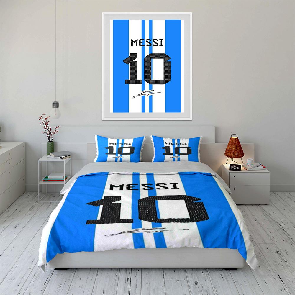 Blue and White Messi 10 Bedding Set Bedding set (1 duvet cover, 2 pillowcases, duvet not included)
