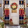 1 Pair Walnut Soldier Banner Christmas Porch Sign Door Hanging Merry Christmas Banner for Christmas Home Decor