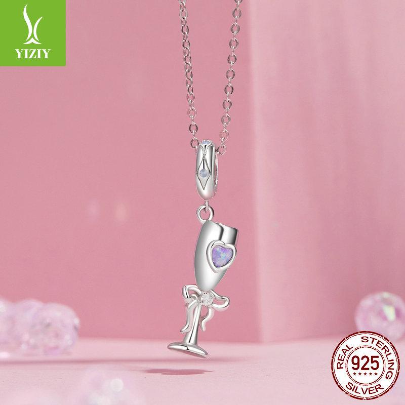 Vintage Goblet Diy Pendant Accessories, French Elegant Romantic S925 Sterling Silver Bracelet Beaded