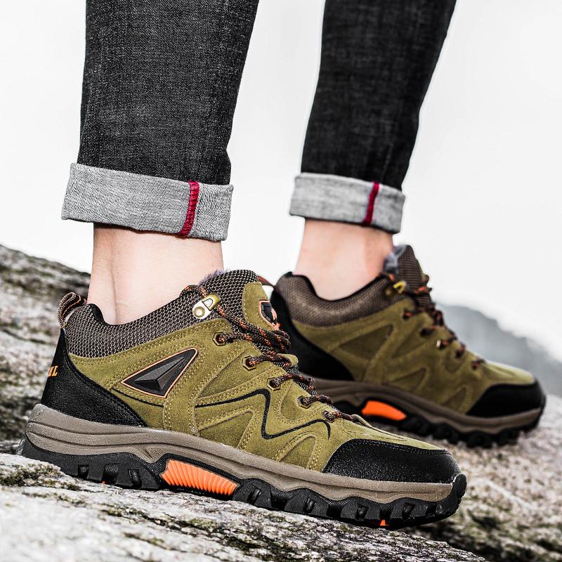 Мужские зимние ботинки, походные ботинки, зеленые, мужские, повседневные, для скалолазания, спортивные ботинки, теплые, с мехом, большого размера