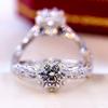 Модное элегантное ослепительное кольцо с цветком для женщин, классическое кольцо с цирконием на годовщину, свадебные обручальные кольца с изящными кристаллами