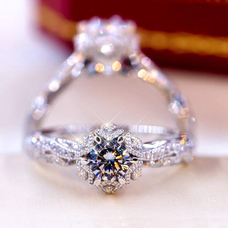 Модное элегантное ослепительное кольцо с цветком для женщин, классическое кольцо с цирконием на годовщину, свадебные обручальные кольца с изящными кристаллами