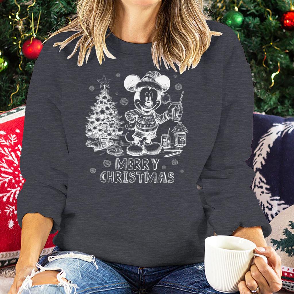 Vintage Retro Christmas Mickey Mouse Sweatshirt for Women Festive Holiday Wear Clothes Merry Christmas Party Matching Sweatshirt