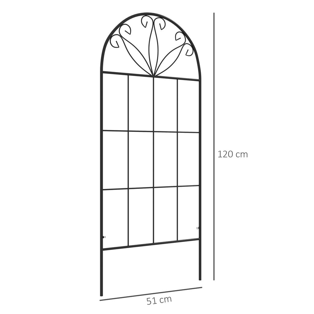Garden Trellis Set of 2 Metal Support for Climbing Plants - 51 x 120 cm Black