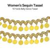 Блестящая Кисточка Цепочка на Талию для Танца Живота Золотой Подвес Блестки Кружевная Отделка Сценический Костюм