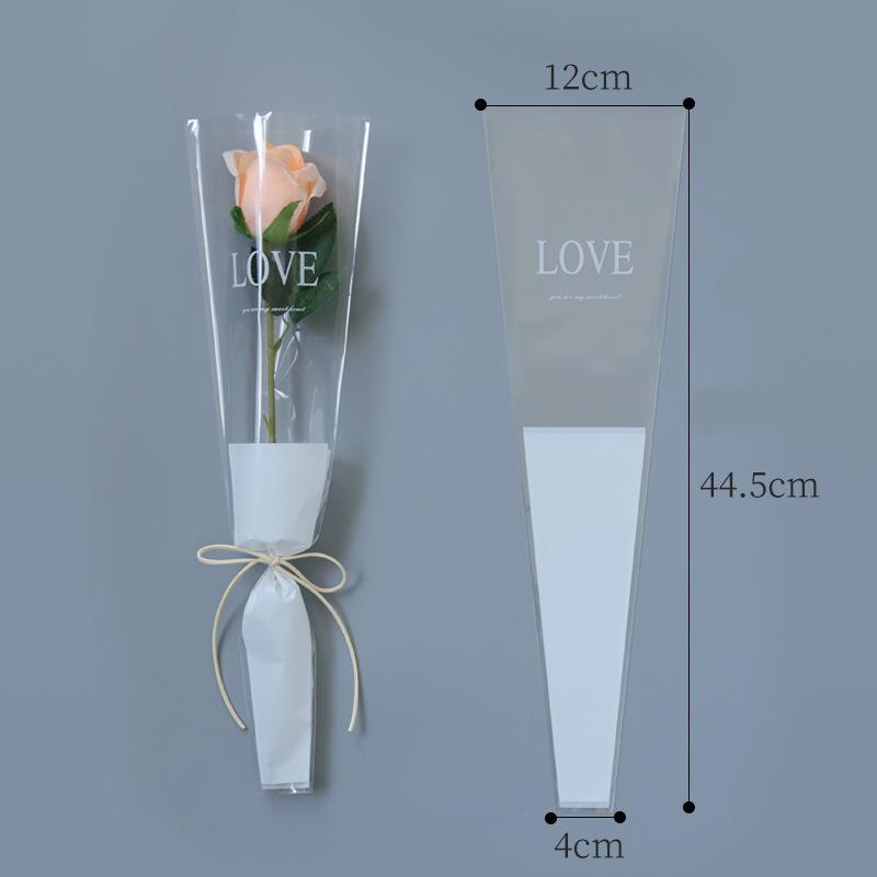 Valentine's Day Transparent Waterproof Flower Bag for Single Bouquet