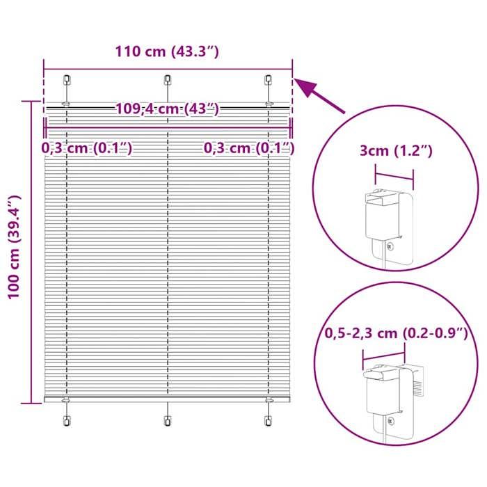 VidaXL Store plissé blanc 110x100cm largeur du tissu 109,4cm polyester, store plissé de fenêtre, store accordéon, store 4015485