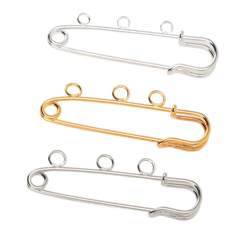 30pcs Brooch Pins with 3 Holes Safety Pins Brooch Heavy Duty Kilt Pins Fasteners for DIY Crafts Sewing Clothing Blanket