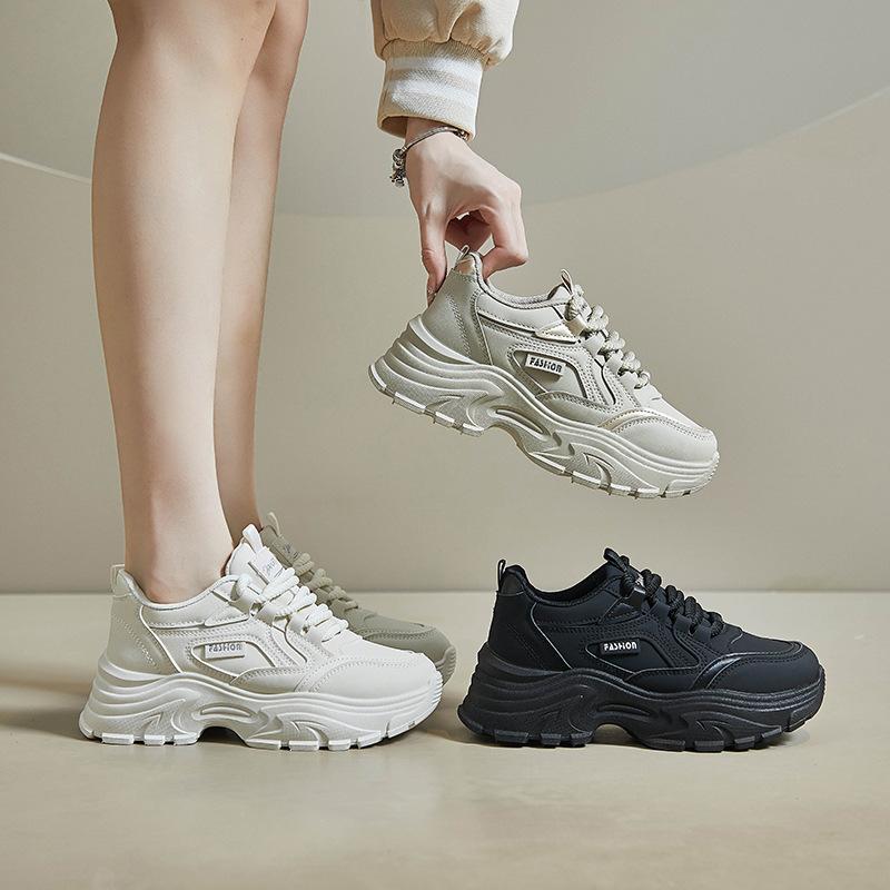 Fashion Ins Korean Version of The New Father Shoes Female Spring Student Sports Running Shoes Casual Shoes Thick Sole Increase