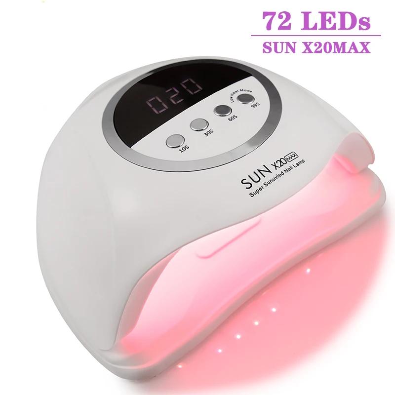 SUN X20MAX Nail Dryer Machine 72 LEDs UV LED Lamp for Nails Gel Polish Curing Manicure Lamp 10/30/60/99s Timer LCD Display