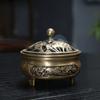 1 Set Mini Home Decor Lotus Flower Three-legged Incense Burner Pure Copper Sandalwood Censer