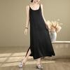 2025 лето новый тонкий медно-аммиачный шелк прохладный длинный черный сарафан свободная юбка-жилет длинная юбка женская