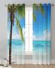Beach Coconut Palm Tree Sheer Curtains for Living Room Decoration Window Curtains for Kitchen Tulle Voile Organza Curtains