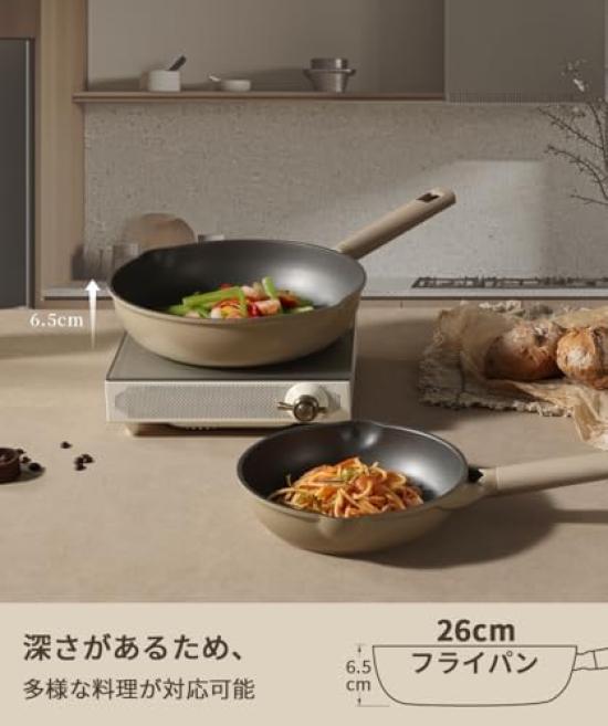 Сковорода CAROTE 24 см без крышки Совместима с газовыми плитами IH Не содержит PFOA Титановое покрытие Гладкая и легко моется Яичница-глазунья Завтрак Идеально подходит для