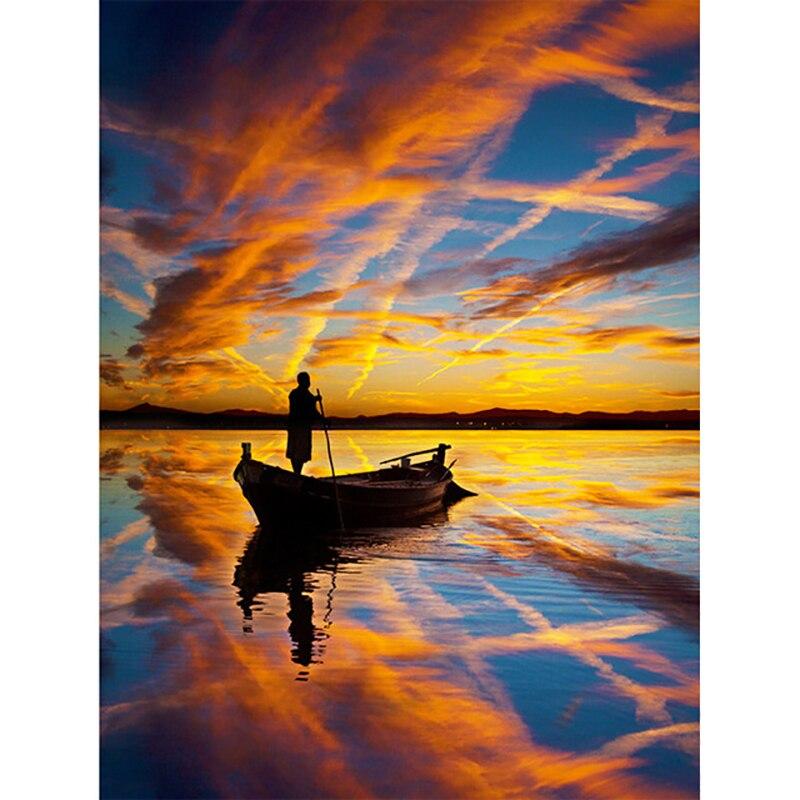 Новый 5D DIY алмазная живопись пляжная лодка Алмазная вышивка вид на море вышивка крестиком полная круглая дрель ремесла домашний декор подарок