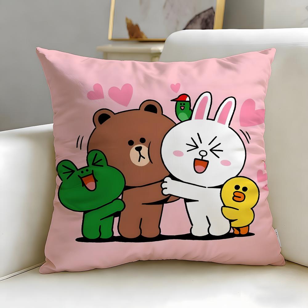 Популярный мультяшный бренд LINE friends Наволочка Мягкая и Легко стирающаяся – Универсальная для Дивана, Кровати, Путешествий и Офиса