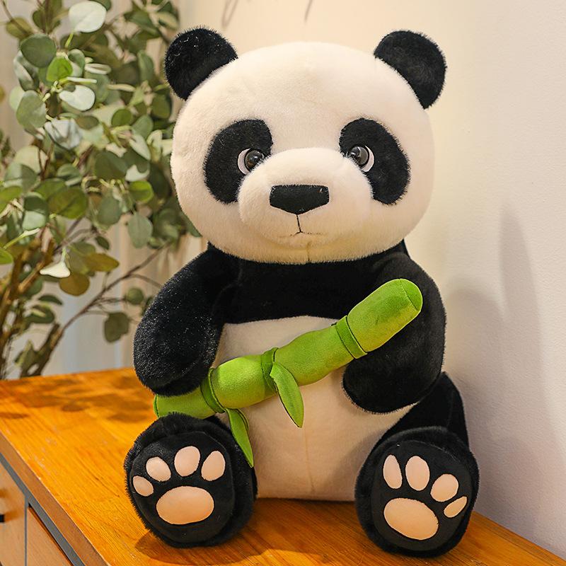 National Treasure Giant Panda Rag Doll Plush Toy Children'S Play Doll Holding Bamboo Panda Doll Birthday Gift Female