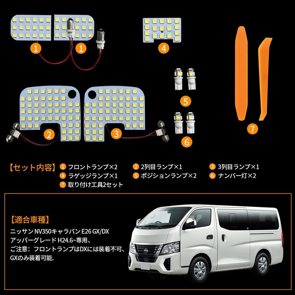 UNNKIBO NV350 Caravan LED Interior for NV350 Caravan GX Custom Interior Genuine Includes Special Instruction Japanese Instruction Manual Light, E26,