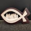 Fish Shape Last Supper Scene Statue Decorative Sculpture Ornaments Supplies for Festival Holiday New Year Party