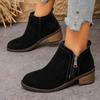 Women Fashion Boots Pointed Toe Square Heel Side Zipper Chelsea Boots Leisure All-match British Style Autumn Winter Naked Boots