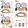 Манометр для кондиционирования воздуха R134a со шлангом и крюком, 3-ходовой диагностический манометр для коллектора кондиционера, комплект фреона для R12 R22 R404A R134a