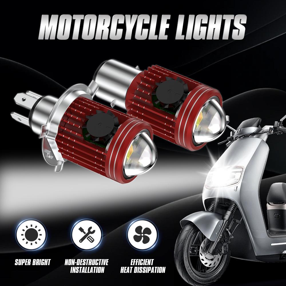 1PC High Low Beam BA20D H4 Motorcycle Headlamp with Fan H6 LED Lights Highlight with Lens Moto Headlight Car Scooter Accessories