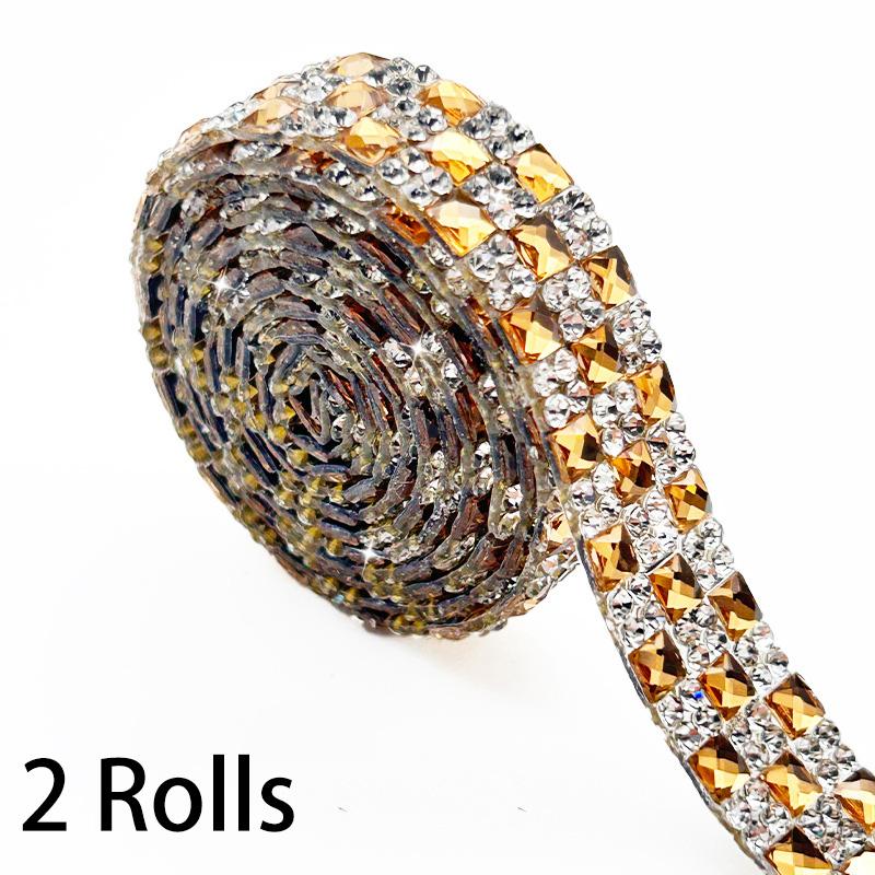 2 рулона стразовой ленты 1 ярд/рулон блестящая наклейка термоаппликация цепь лента для шляп сумок курток стекла DIY