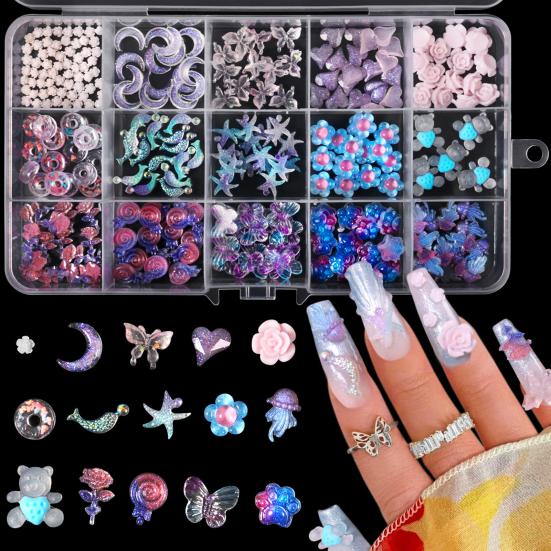 1 Set 3D Nail Art Charm Assorted Mini Acrylic Nail Design Jewelry Resin Charm DIY Crafts Nail Decoration Accessories