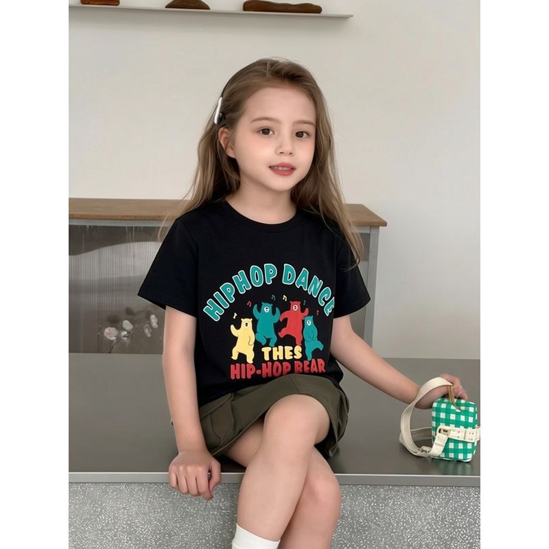 Children's Cartoon Print Pure Cotton Short-Sleeve T-Shirt for Older Kids, 2026 New Summer Style, Unisex Clothing, Ins