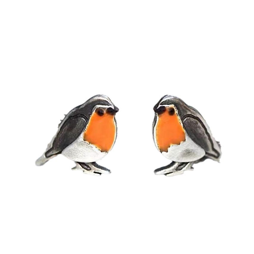 Ретро Красочный Набор Ожерелье и Кольцо с Птицами из Капельной Эмали