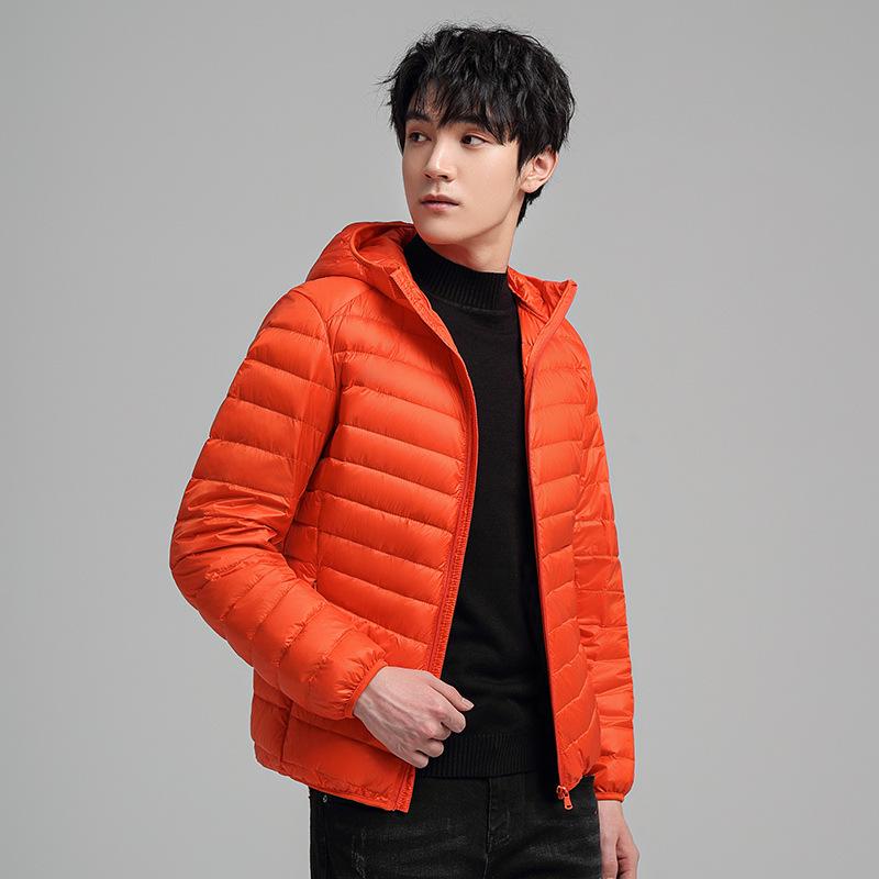 Trendy Men's Hooded Lightweight Down Jacket - 90% White Duck, Perfect for Spring & Autumn