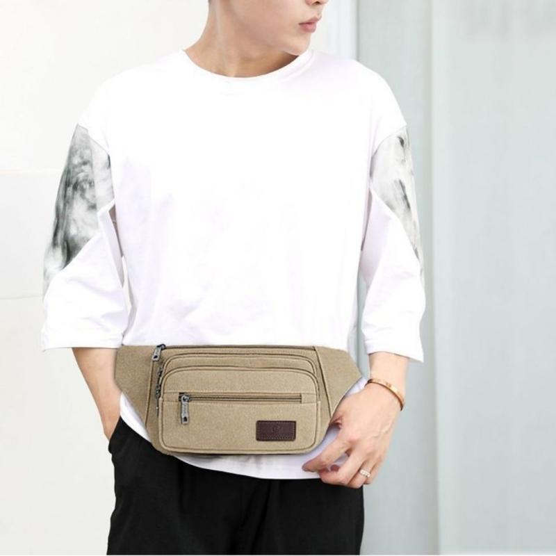 Outdoor Leisure Waist Bag Men Multi-functional Large Capacity Practical Thickened Canvas Wear-resistant Waterproof Business Cash Register