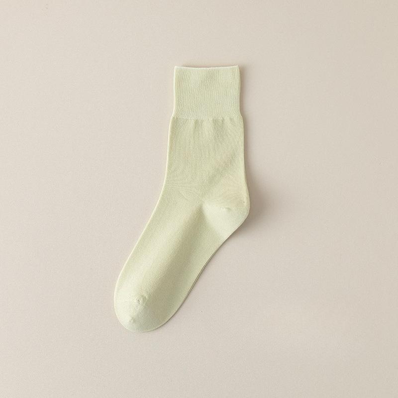 Female Spring and Autumn Pure Cotton Loose Mouth Boneless Anti Pilling Moon Tube Socks