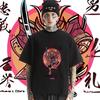 Samurai Round Collar Loose Big Size Clothes Harajuku Men's Tshirt Graphic Printing Hippie Tee Fashion Tops Frivolous Tees