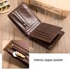 New Fashion Genuine Leather Men's Wallet Slim 2-Fold Wallet Handmade Genuine Soft Leather Multi-Functional Anti-Theft Men's Wallet with Coin Pocket