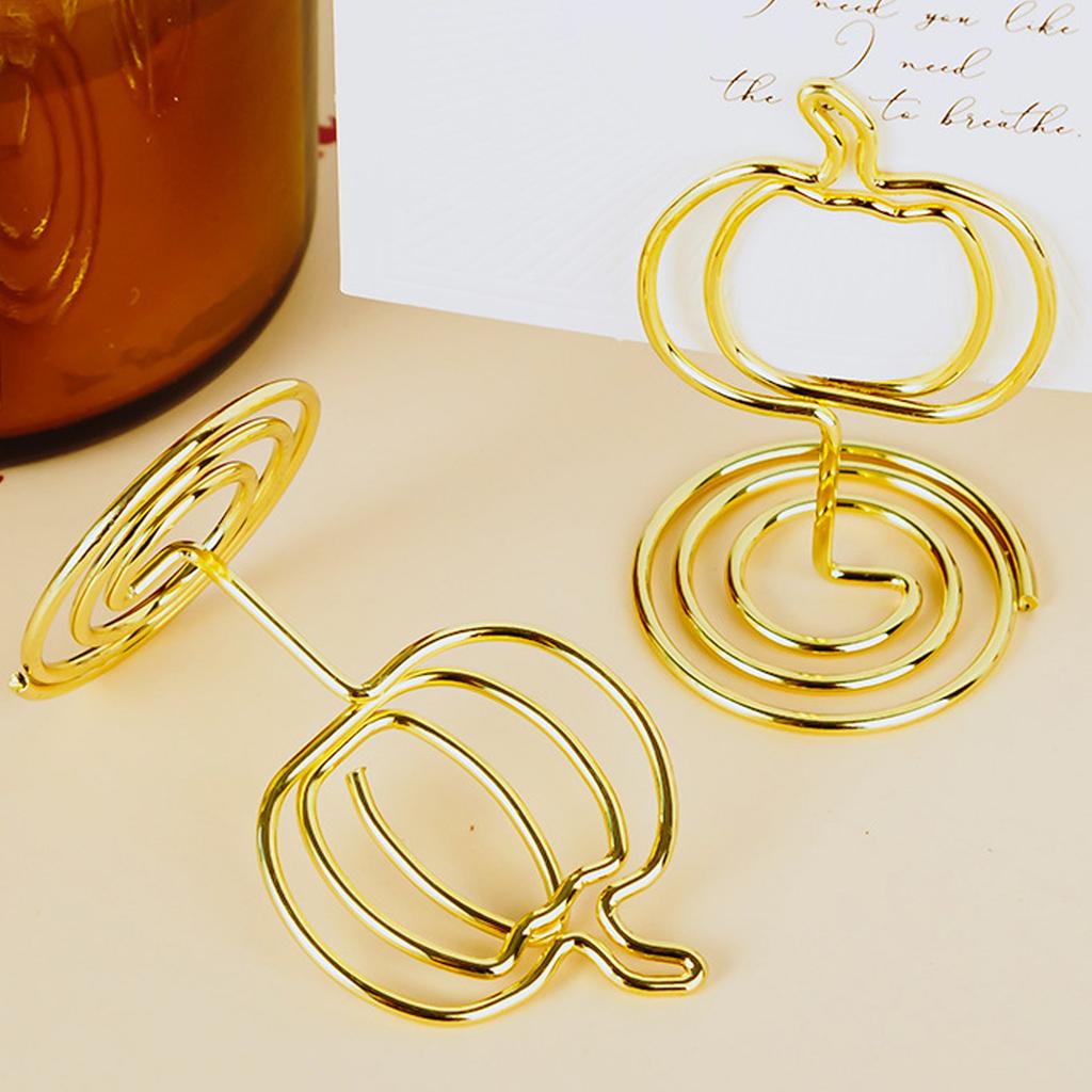 10Pcs Pumpkin Shape Metal Note Holder Table Number Stand Picture Holders For Thanksgiving Fall Harvest Party Decoration