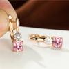 Small Square Stone Rainbow Zircon Earrings Dainty Rose Gold Color Wedding Earrings Female Luxury Crystal Hoop Earrings For Women