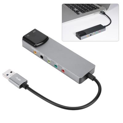 7.1 USB Звуковая карта объемного звучания с цифровым звуком SPDIF, звук высокого разрешения, внешняя звуковая карта для ноутбука, ПК, серебристая