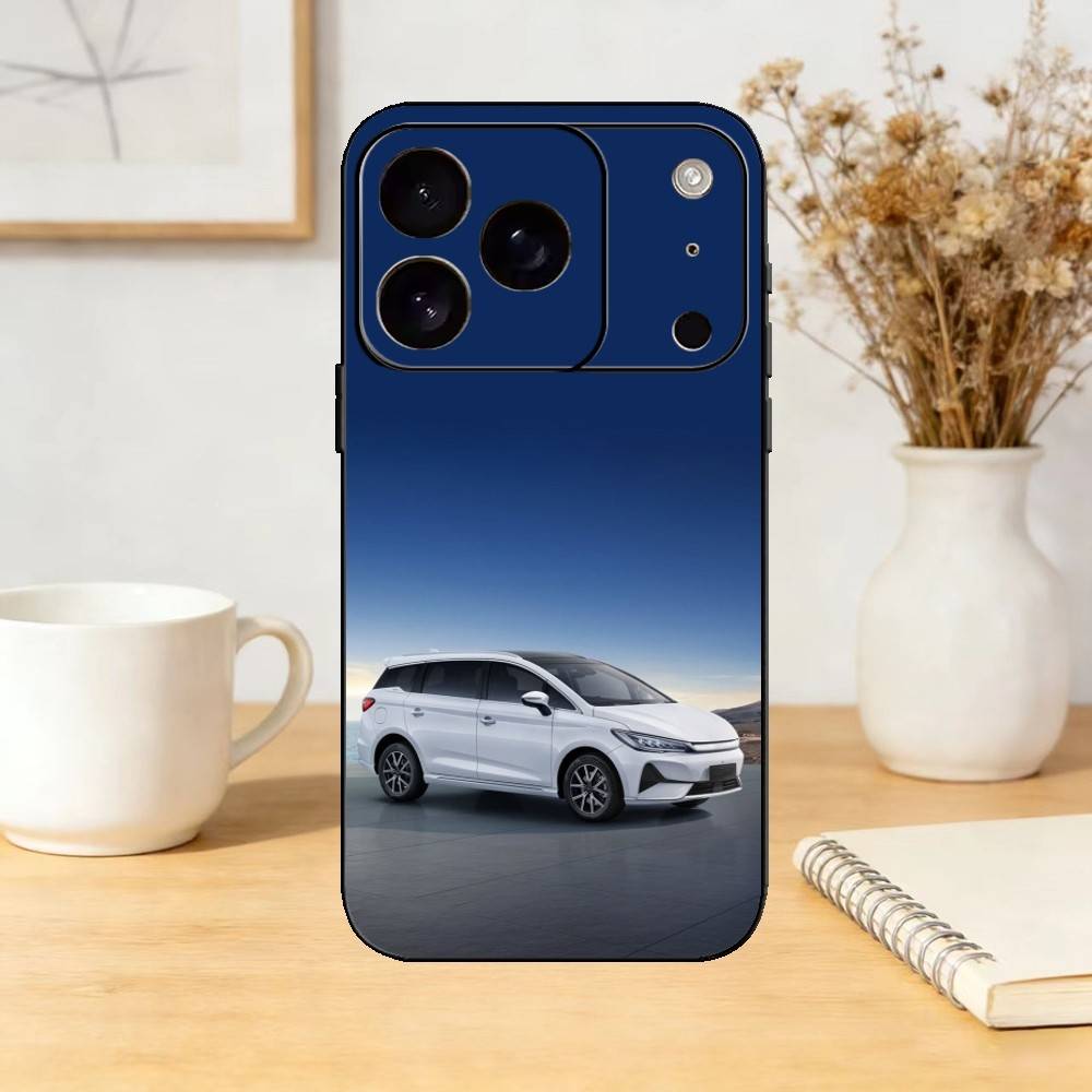 E-Электромобиль BYD Чехол для телефона для iPhone 17,16,15,14,13,12,11 Plus,Pro Max,SE4 Мягкий силиконовый Черный чехол
