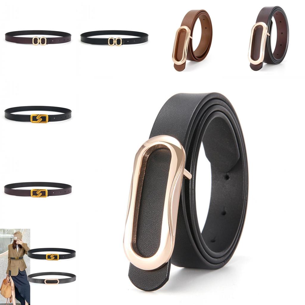 Fashionable Womens Slim Leather Belt With Polished Buckle Perfect For Work Or Casual Outfits