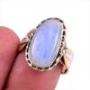Natural Rainbow Moonstone Gemstone 925 Sterling Silver Two Tone Ring Size 7 F1z97
