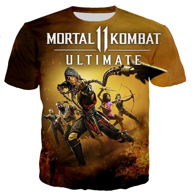 Футболки Файтинг Mortal Kombat 11 3D Печать Мода Детская Повседневная Футболка Мальчики Девочки Оверсайз Футболки Топы Детская Одежда