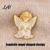 Fashionable Clothing Ornaments Little Angel Brooch Pin for Women Cute Guardian Holding Heart Lapel Durable Zinc Alloy with Wings Accessory