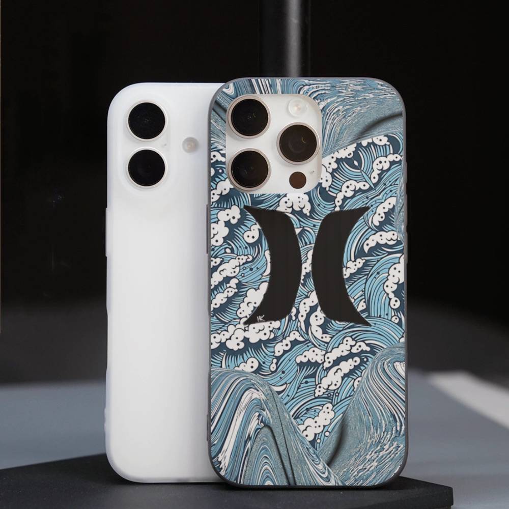 Классический Известный Бренд Логотип H-HurleyS Для IPhone 16 15 14 13 12 11 17 Pro Max Plus Волна Гофрированный Чехол для Телефона Противоударная Крышка