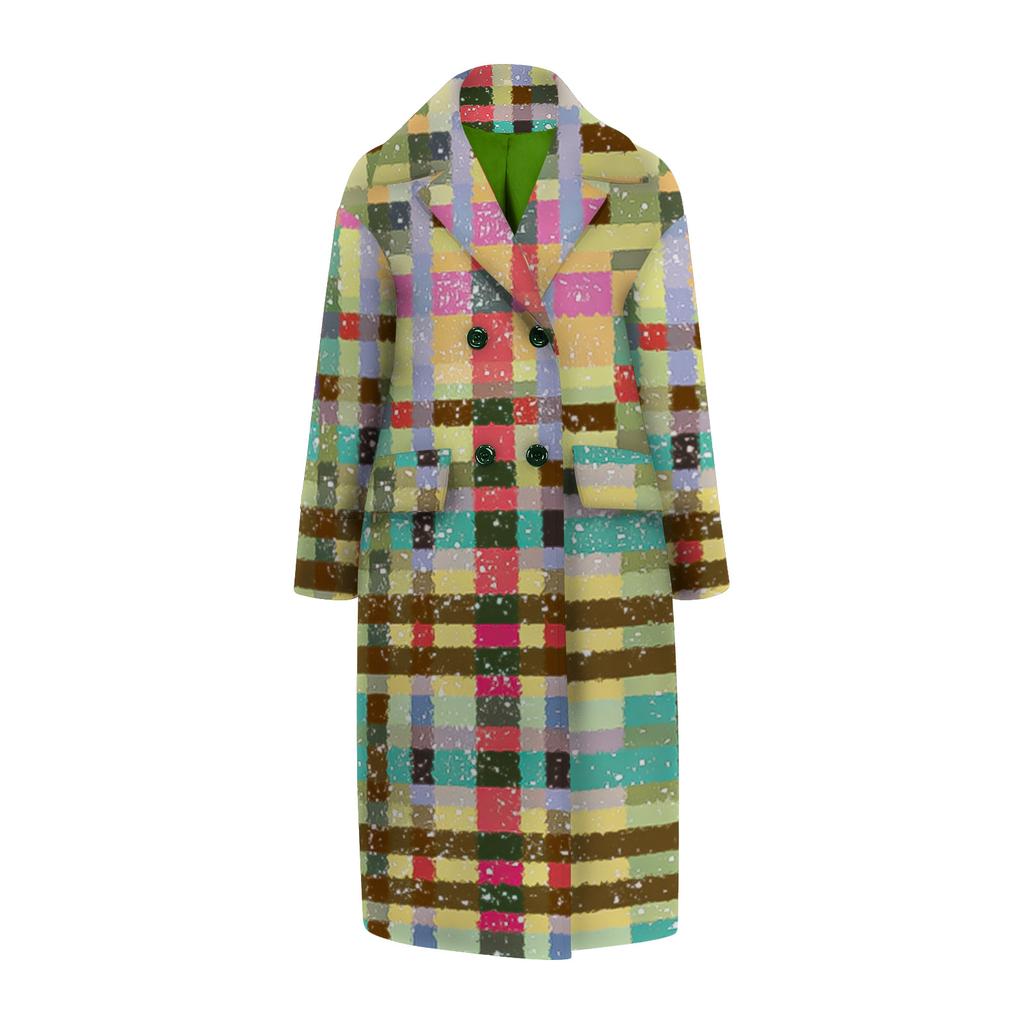 IHUASU Loose Winter Autumn Women's Tweed Jacket Warm Commuter Temperament Coat