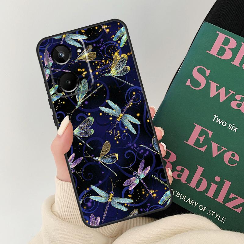 Животное Стрекоза Арт Для Realme 12 9 10 11 Pro Plus GT5 C67 C55 C53 C51 C35 C33 C30 C25s C21Y C11 GT Neo 5 Чехол