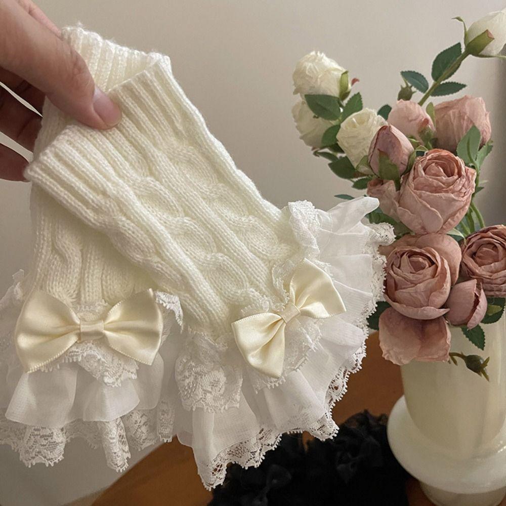 Foot Warmer Lace Knitted Gloves Acrylic Fibers Lolita Hand Sleeves Fall Winter Season