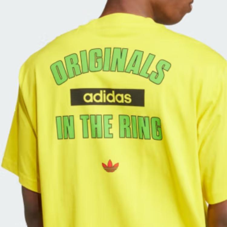 Adidas Originals Skin-Friendly Comfortable Soft Breathable Fashionable Dopamine Short Sleeve T-Shirt Men T-Shirts Yellow KA4559